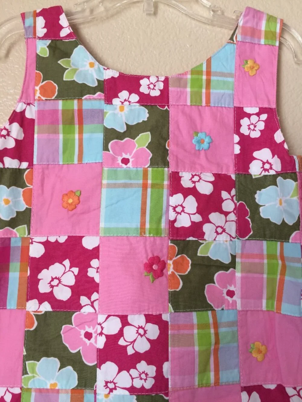 New Gymboree Floral Reef Dress 8/9 Pink Tropical Patchwork Plaid Preppy Blue